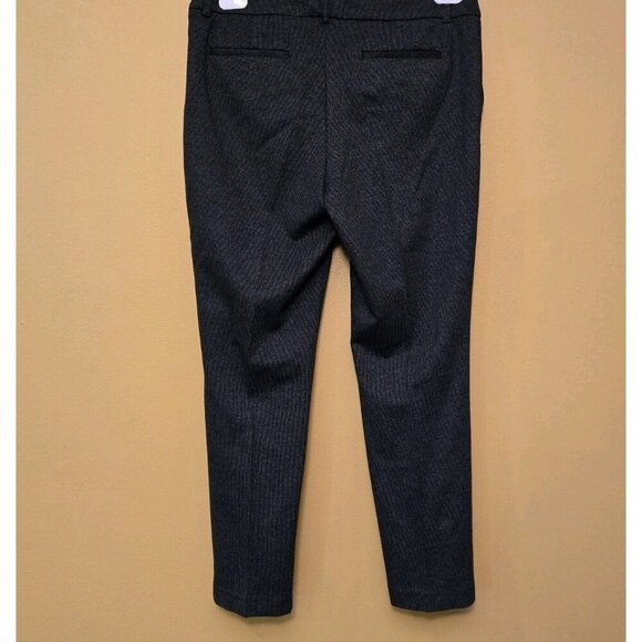 Dalia Black Gray Flat Front Pin Striped 10 Zipper Front Pockets Womans Pants - Picture 3 of 9